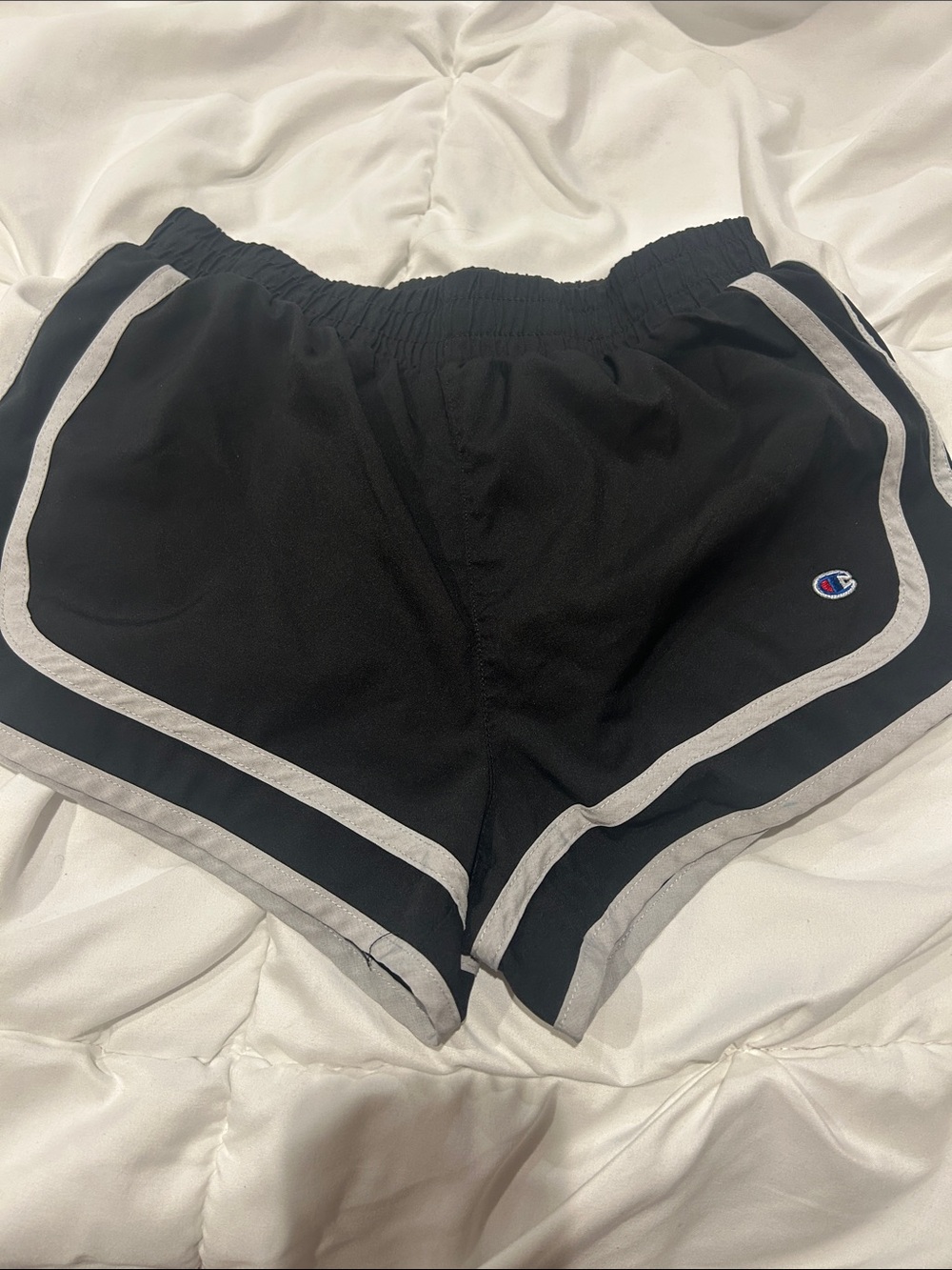 Champion Black Girls Athletic Shorts with Gray Trim